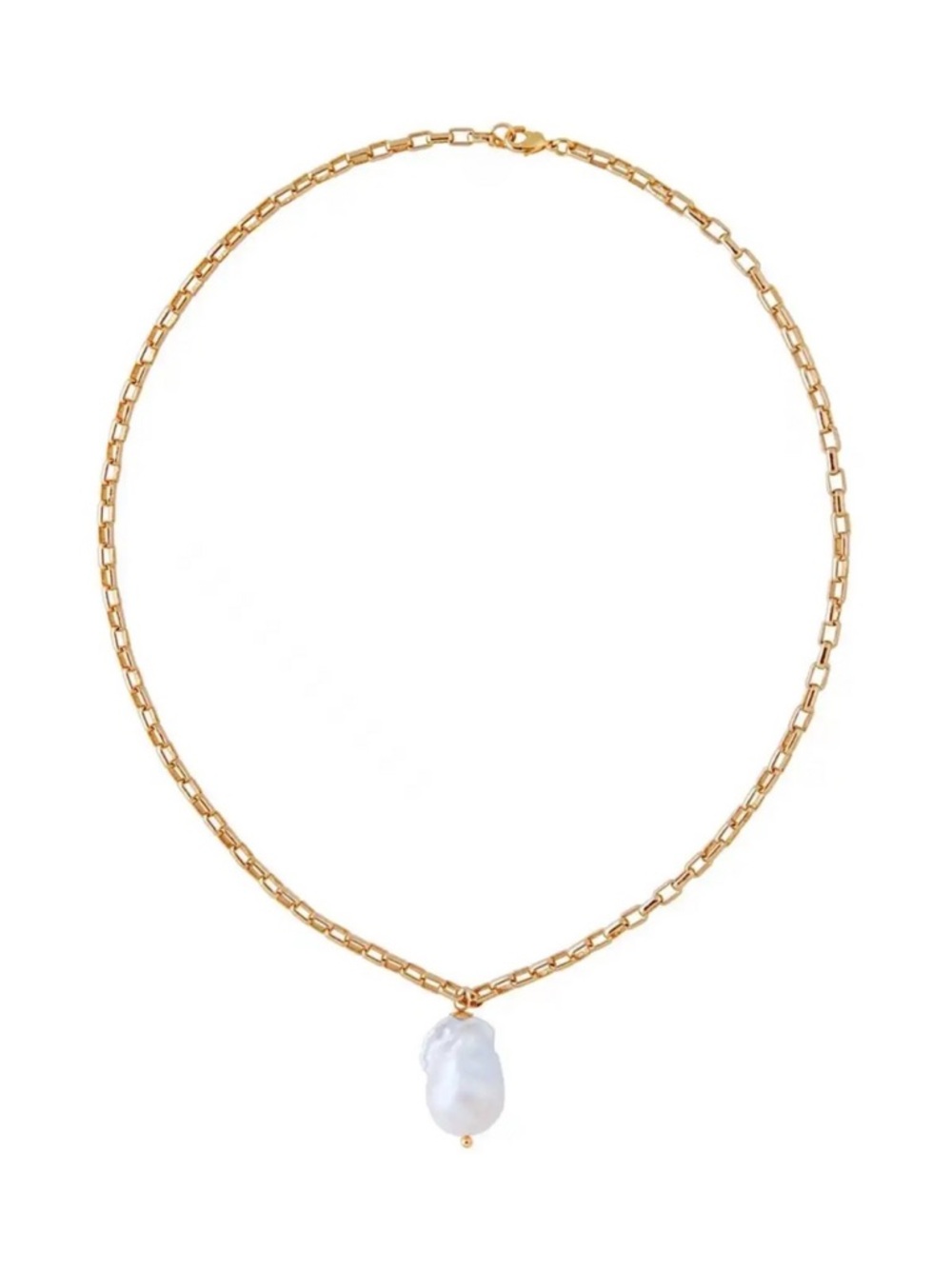 Gold Baroque Pearl Pendant Necklace